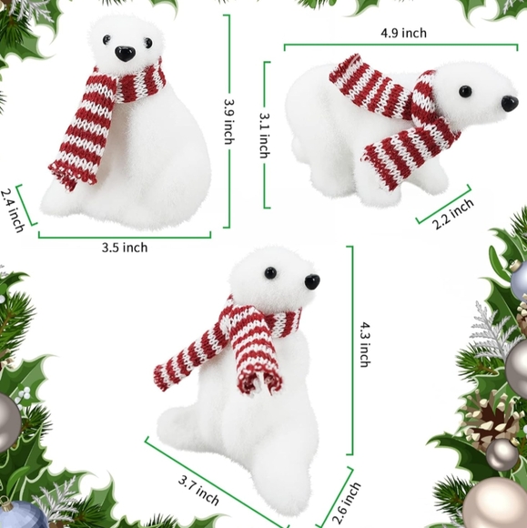 Nature Vibe Flocked White Reindeer Christmas Ornaments Set of 6, New - Picture 7 of 8